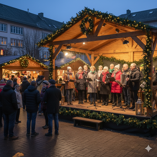 KI-generiertes Bild eines Weihnachtsmarktes.